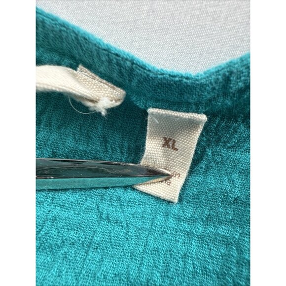 Soft Surroundings Tiered Dress  XL Teal Green Gauze Asymmetrical Hem Sleeveless - Picture 3 of 8